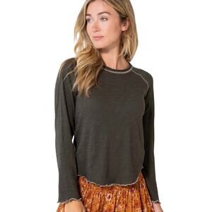 Natural Life Lily Cotton Long Sleeve Tee, Charcoal Gray, Women's Size XL